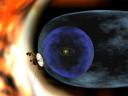 Картина художника изображает Вояджер-2, исследующего космос за пределами солнечной системы